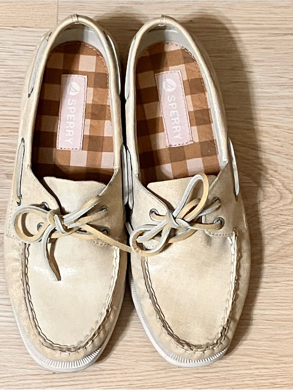 Sperry Top-Sider Women’s Leather Boat Shoes – Beige/Tan – Size 7.5 M